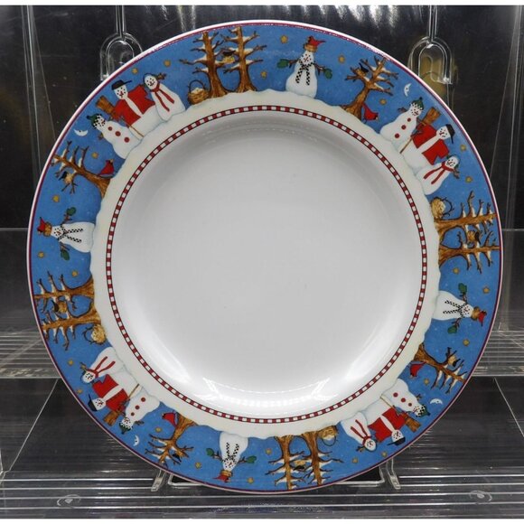 Sakura Snowman Stoneware 6⅝" Saucer- Debbie Mumm Dishwasher/Microwave Safe ©1998 - Picture 1 of 4